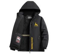 Jacket con Cappuccio-Uomo Deer, Giacca Manica Lunga Foderata Invernale, Cardigan con Stampato Moda, per Donna Adulta, Leggero(Black,XL)