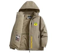 Jacket Uomo con Zip Deer, Giacca Inverno Caldo Spessore con Cerniera, Cardigan con Stampa Moda, per Autunno e Primavera, Leggero(Khaki,4XL)