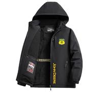 Jacket Uomo con Zip Deer, Giacca Inverno Caldo Spessore con Cerniera, Cardigan con Stampa Moda, per Autunno e Primavera, Leggero(Black,2XL)