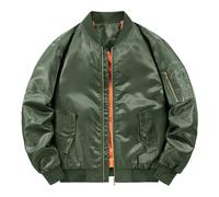 Jacket Uomo, Giacca Bomber con Collo Piedi per Il Tempo Libero Primaverile Autunnale Pilota Air Force No1 MA 1 (GN1 S)