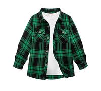 JACKETOWN Camicia a Maniche Lunghe a Quadri per Bambini - Casual in Cotone Con Taschino sul Petto