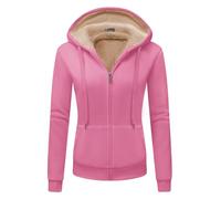 JACKETOWN Felpa con Cappuccio da Donna Giacca con Cappuccio da Donna con Cerniera di Base Spessa e Calda Maglione Maglione in Pile Maglione Slim Fit Autunno/Inverno Felpa Sportiva(Rosa-2XL)