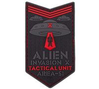 Jackets To Go JTG Alien Invasion X AREA-51 - Toppa in PVC, motivo: Airsoft, colore: Rosso
