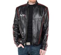 JACKETZONE Mass Effect 3 N7 - Giacca in vera pelle, colore: Nero, Nero - Vera Pelle, XXL