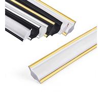 Jackfru Modanature da soffitto autoadesive, 5 m, modanature decorative per pareti (bianco con oro, 12 x 9 mm)
