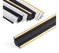 Jackfru Modanature da soffitto autoadesive, 5 m, modanature decorative per pareti (nero con oro, 18 x 10,5 mm)