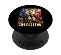 Jackie e ombra aquila calva sulla bandiera americana PopSockets PopGrip Adesivo