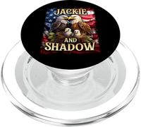 Jackie e ombra aquila calva sulla bandiera americana PopSockets PopGrip per MagSafe