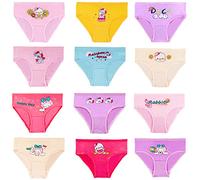 JackLoveBriefs 12 Slip in Cotone per Ragazze Intimo con Vari Motivi 2-3 Anni,Multicolore，Dimensione:S
