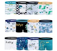 JackLoveBriefs Boxer Ragazzi Cotone Dinosauro Modello Orso Polare Intimo Ragazzo Confezione da 12, 1-3 Anni, Bianco, Taglia: S