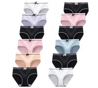 JackLoveBriefs Mutande Ragazza Adolescenti in Cotone Morbidi Slip Vita Media Intimo 12-16 Anni Pacco da 12,Multicolore，Dimensione:XL