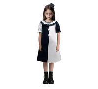 Jackolume Art The Clown Costume per Bambine, Costume da clown spaventoso assassino nero e bianco Halloween Cosplay Outfits Terrificante Horror Dress Up