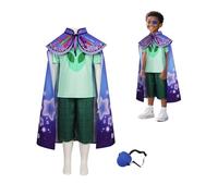 Jackolume Costume da Ambasciatore della Terra Elio, per bambini e ragazzi, per cosplay di Little Earth Elio Alien, maglietta corta, pantaloni, mantello, uniforme blu per Halloween