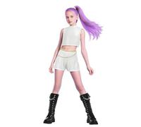 Jackolume Kpop Hunters Rumi Costume per ragazze, per bambini, pop star, voce, rumi, cosplay, scena, idolo, cantanti, bianco, per performance e feste