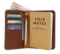 Custodia a portafoglio in pelle per appunti - taccuino tascabile, adatta per notebook da 8,9 x 14 cm, tasca separata per contanti, vera pelle pieno fiore, tasche multiple per funzionalità extra e