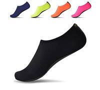 JACKSHIBO Aqua Socks, Scarpe acquatiche Unisex-Adulto, Nero Puro, 5.5-6.5 Women/4-5 US Men