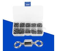 Jacksing Girelle da Pesca, Acciaio Inossidabile ad Alta Resistenza 210Pcs 2# / 4# / 6# / 7# / 8# Attrezzatura da Pesca Girevole Girevole Snap Snap Gancio con Scatola