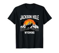 Jackson Hole Wyoming Alce Montagna Retro Tramonto Maglietta
