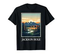 Jackson Hole Wyoming Mountain Valley Vintage Retro Viaggio Maglietta