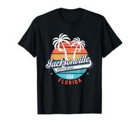 Jacksonville South Beach Florida Retro Tramonto Vintage Viaggio Maglietta