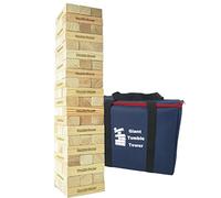 JacMok Giant Tumble Tower Gioco a torre in legno di pino, Torre impilabile, 60 mattoncini con borsa per il trasporto, Giant Tumble Tower Pine Wooden Outdoor Games