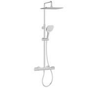 Jacob Delafon Colonna doccia termostatica Emma, testa 28 cm, cromato | Arresto anti-scottatura 38°C. Canna regolabile. Doccetta a 3 getti. Portata 10L/min