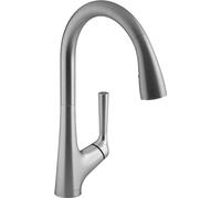 Jacob Delafon E26179-VS - Miscelatore per lavello con doccetta estraibile, finitura in acciaio inox spazzolato