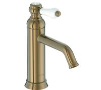 Jacob Delafon - Miscelatore lavabo Louise - Design retrò, manico in ceramica - Risparmio d'acqua - Facile installazione - 17 x 23,20 x 5,5 cm - Finitura Bronzo - E24360-BCN