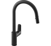 JACOB DELAFON Rubinetto da cucina per lavello, monocomando estraibile, 2 funzioni, collo di cigno orientabile a 360°, risparmio di acqua ed energia, in ottone, include tubi flessibili, beccuccio alto