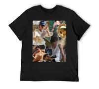 Jacob Elordi, maglietta oversize con stampa grafica, in cotone, streetwear, a maniche corte, con design artistico audace, Nero , S