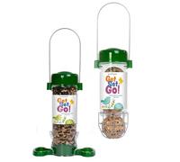 Jacobi Jayne Get Set Go - Mangiatoia per uccelli da appendere, confezione da 2 per uccelli selvatici e uccelli da giardino, facile da pulire, perfetta per palline di grasso e semi