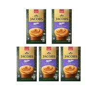 JACOBS Cappuccino Chocolate 3in1 Caffè istantaneo con bastoncini al gusto di cioccolato Milka -15,8 grammi porzioni singole Fresh Stock - Confezione da 5 scatole con 8 bastoncini ciascuno