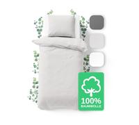 JACOBSON Set di Biancheria da Letto 135 x 200 cm, 100% Cotone, Copripiumino + 1 Federa 80 x 80 cm, Percalle Con Chiusura Lampo (Grigio Chiaro, 2 Pezzi)