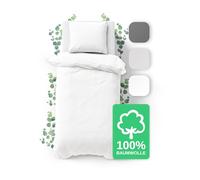 JACOBSON Set di Biancheria da Letto 135 x 200 cm, 100% Cotone, Copripiumino e 1 Federa 80 x 80 cm, Percalle Con Chiusura Lampo (Bianco, 2 Pezzi)