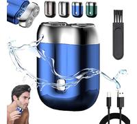 Jacooba Electric Razor, 2025 New Model Mini Dual-Head Electric Shaver, Portable Rechargeable Waterproof Electric Razor, Pocket Shaver USB Mini Shavers for Men, Washable Double Head Razor (Blue)