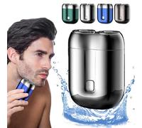 Jacooba Electric Razor, New Model Mini Dual-Head Electric Shaver, Upgrade Pocket Shaver USB Mini Shavers, Portable Rechargeable Waterproof Electric Razor for Men (Silver)