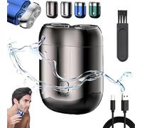 Jacooba Mini Dual-Head Electric Shaver, New Model Mini Dual-Head Electric Shaver, Rechargeable Waterproof Electric Razor, Pocket Shaver USB Mini Shavers for Men, Washable Double Head Razor (Gray)