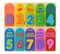 Jacootoys Puzzle in Legno con Numeri Gioco Educativo per Bambini di 1 2 Anni Imparare a Contare Sviluppare Le Abilità Cognitive