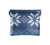 Jacquard blu lavorato a maglia con fiori e bianchi in pelle PU piccola moneta conveniente organizzatore chiave per uomo donna viaggio, Jacquard blu lavorato a maglia con fiori e bianchi, 1 Size,