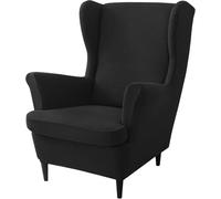 Jacquard Salvadivano Copripoltrona Trapuntato Copripoltrona con Orecchie Fodere per Sedie A Orecchioni Elasticizzato 2 Pezzi Fodere Protettiva Elasticizzato Antiscivolo(Black)