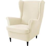 Jacquard Salvadivano Copripoltrona Trapuntato Copripoltrona con Orecchie Fodere per Sedie A Orecchioni Elasticizzato 2 Pezzi Fodere Protettiva Elasticizzato Antiscivolo(Beige)