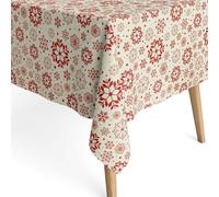 Jacquard Tovaglia Protezione di Macchia Beige Fiocchi Neve Tirrena Rotondo Ovale