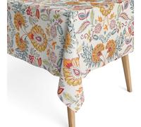 Jacquard Tovaglia Rivestita Cotone GORIEL2 Fiori Angolare Rotondo Ovale