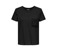 JACQUELINE de YONG Jdyselma S/S Crochet Pocket Top Jrs, Nero, M Donna