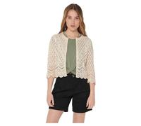 JDY - Cardigan corto in pizzo sangallo crema con maniche a tre quarti-Rosa XS
