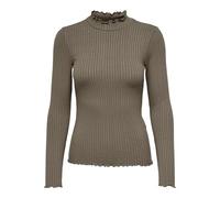 JACQUELINE de YONG Maglia Sottile a Maniche Lunghe JDY con Scollo Rotondo - Top in Stretch con Colletto JDYFRANSISKA, Colore:Bruno, Taglia:M