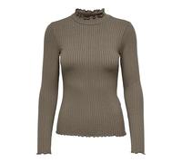 JACQUELINE de YONG Maglia Sottile a Maniche Lunghe JDY con Scollo Rotondo - Top in Stretch con Colletto JDYFRANSISKA, Colore:Bruno, Taglia:M