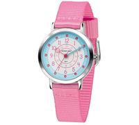 JACQUES FAREL Happy Learning KOP 04 - Orologio da polso per bambini, analogico, al quarzo, in metallo, cinturino in tessuto, Colore: rosa., cinghia
