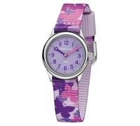 JACQUES FAREL HCC 3142 - Orologio da polso per bambini, analogico, al quarzo, con cinturino in tessuto, farfalle, viola, rosa, viola, Lilla, Classico