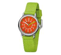 JACQUES FAREL KCF 090 - Orologio da polso per bambini, analogico, al quarzo, con cinturino in tessuto, extra morbido, verde chiaro, arancione, verde, Classico